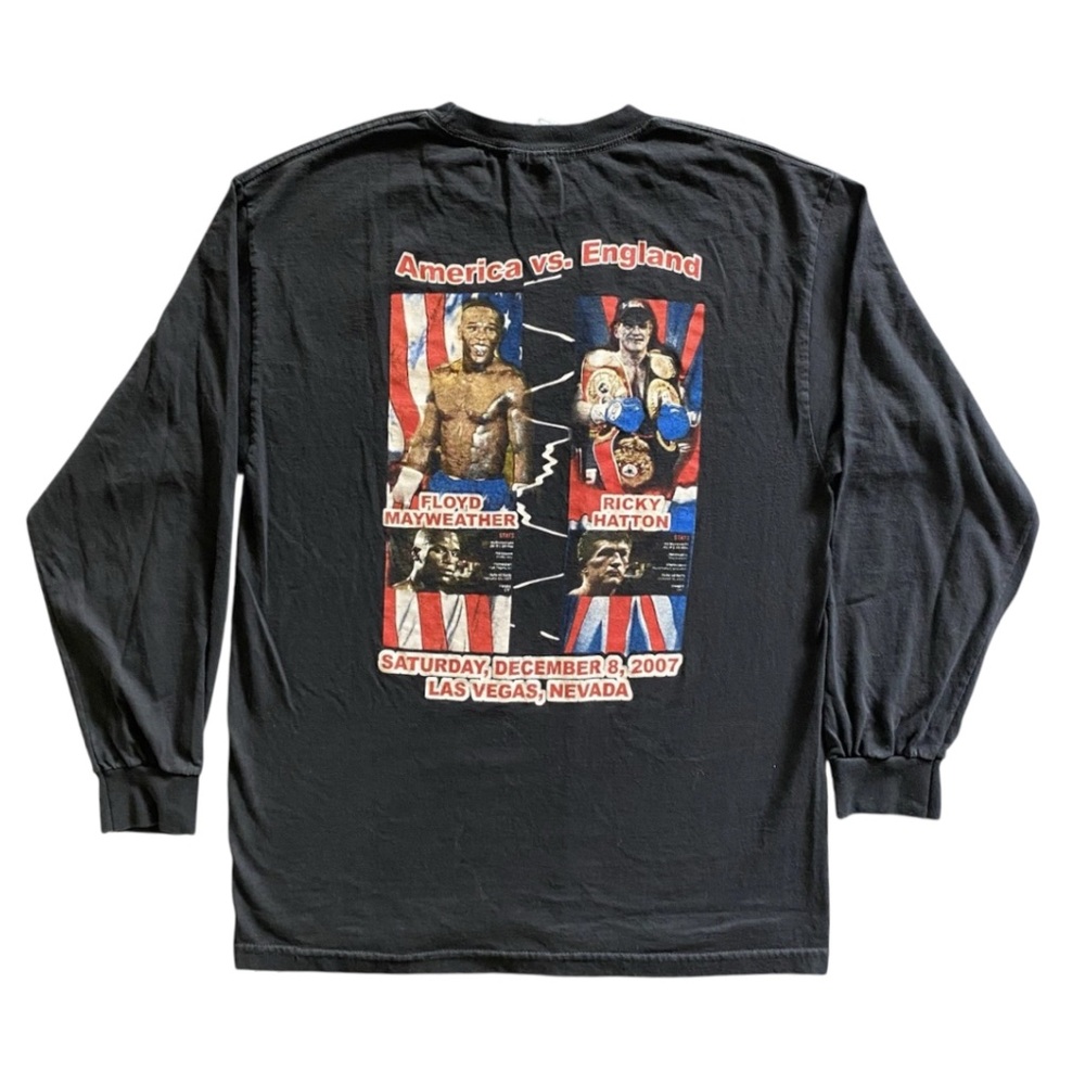 Vintage 2007 Floyd Mayweather Vs Ricky Hatton Men’s Black Long Sleeve Shirt XXL